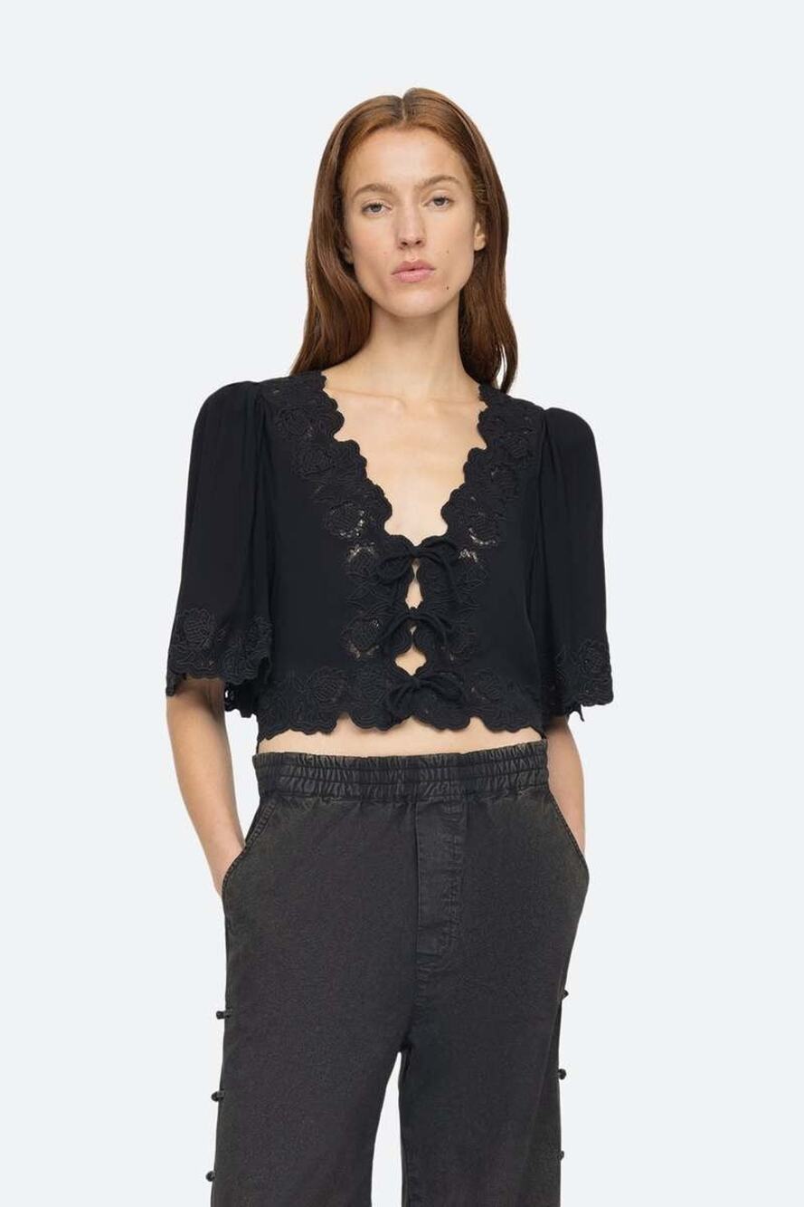 Sea, New York Baylin V-Neck Lace Top - S